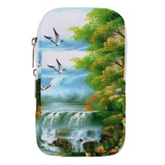 Paradise Forest Painting Bird Deer Waterfalls Waist Pouch (small) by Ndabl3x