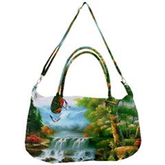 Paradise Forest Painting Bird Deer Waterfalls Removable Strap Handbag by Ndabl3x