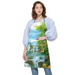 Paradise Forest Painting Bird Deer Waterfalls Pocket Apron by Ndabl3x