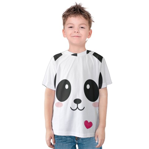 Cute Panda Love Animal Kids  Cotton T-shirt by Ndabl3x