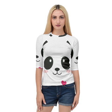 Cute Panda Love Animal Quarter Sleeve Raglan T-shirt by Ndabl3x