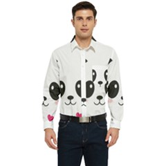 Cute Panda Love Animal Men s Long Sleeve Pocket Shirt  by Ndabl3x