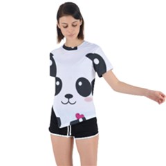 Cute Panda Love Animal Asymmetrical Short Sleeve Sports T-shirt by Ndabl3x