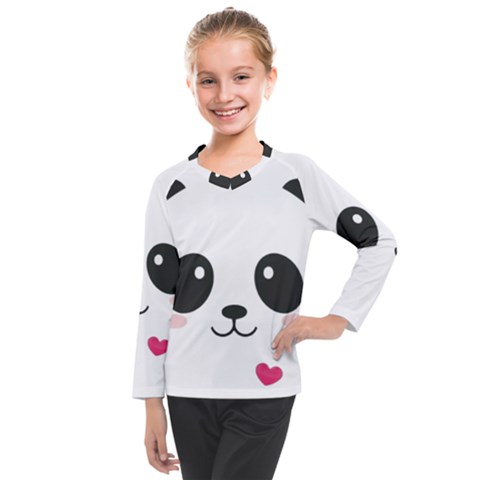 Cute Panda Love Animal Kids  Long Mesh T-shirt by Ndabl3x