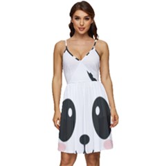 Cute Panda Love Animal V-neck Pocket Summer Dress  by Ndabl3x