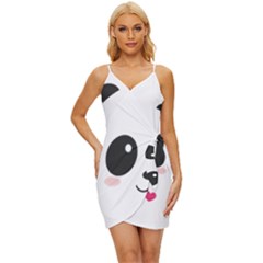 Cute Panda Love Animal Wrap Tie Front Dress by Ndabl3x