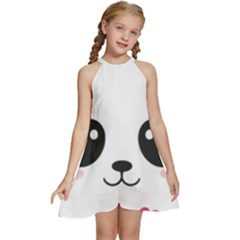 Cute Panda Love Animal Kids  Halter Collar Waist Tie Chiffon Dress by Ndabl3x