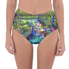 Peacocks In Garden Reversible High-waist Bikini Bottoms by Ndabl3x