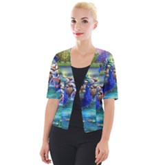 Peacocks In Garden Cropped Button Cardigan by Ndabl3x