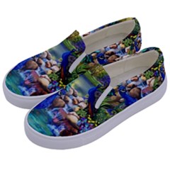 Peacocks In Garden Kids  Canvas Slip Ons by Ndabl3x