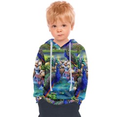 Peacocks In Garden Kids  Overhead Hoodie by Ndabl3x