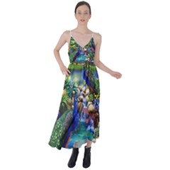 Peacocks In Garden Tie Back Maxi Dress by Ndabl3x