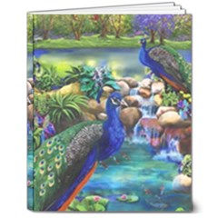 Peacocks In Garden 8  X 10  Hardcover Notebook by Ndabl3x