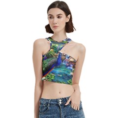 Peacocks In Garden Cut Out Top by Ndabl3x