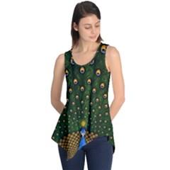 Peacock Feathers Tail Green Beautiful Bird Sleeveless Tunic by Ndabl3x