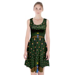 Peacock Feathers Tail Green Beautiful Bird Racerback Midi Dress by Ndabl3x