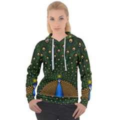 Peacock Feathers Tail Green Beautiful Bird Women s Overhead Hoodie by Ndabl3x