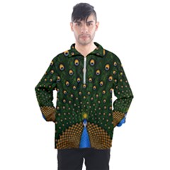 Peacock Feathers Tail Green Beautiful Bird Men s Half Zip Pullover by Ndabl3x