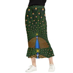 Peacock Feathers Tail Green Beautiful Bird Maxi Fishtail Chiffon Skirt by Ndabl3x