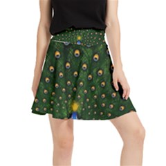 Peacock Feathers Tail Green Beautiful Bird Waistband Skirt by Ndabl3x