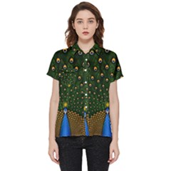 Peacock Feathers Tail Green Beautiful Bird Short Sleeve Pocket Shirt by Ndabl3x