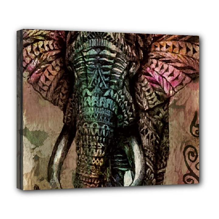 Tribal Elephant Deluxe Canvas 24  x 20  (Stretched)