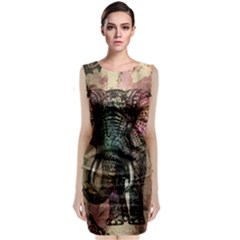 Tribal Elephant Sleeveless Velvet Midi Dress by Ndabl3x