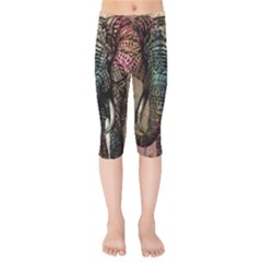 Tribal Elephant Kids  Capri Leggings  by Ndabl3x