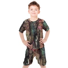 Tribal Elephant Kids  T-shirt And Shorts Set by Ndabl3x