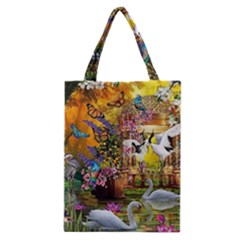 Garden Of Paradise Butterfly Swan Bird Painting Gazebo, Peacock Flower Classic Tote Bag by Ndabl3x