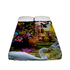 Garden Of Paradise Butterfly Swan Bird Painting Gazebo, Peacock Flower Fitted Sheet (full/ Double Size) by Ndabl3x