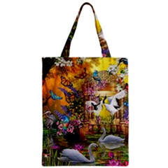 Garden Of Paradise Butterfly Swan Bird Painting Gazebo, Peacock Flower Zipper Classic Tote Bag by Ndabl3x