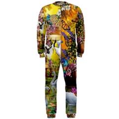 Garden Of Paradise Butterfly Swan Bird Painting Gazebo, Peacock Flower Onepiece Jumpsuit (men) by Ndabl3x