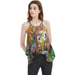 Garden Of Paradise Butterfly Swan Bird Painting Gazebo, Peacock Flower Flowy Camisole Tank Top by Ndabl3x