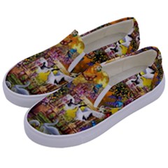 Garden Of Paradise Butterfly Swan Bird Painting Gazebo, Peacock Flower Kids  Canvas Slip Ons by Ndabl3x