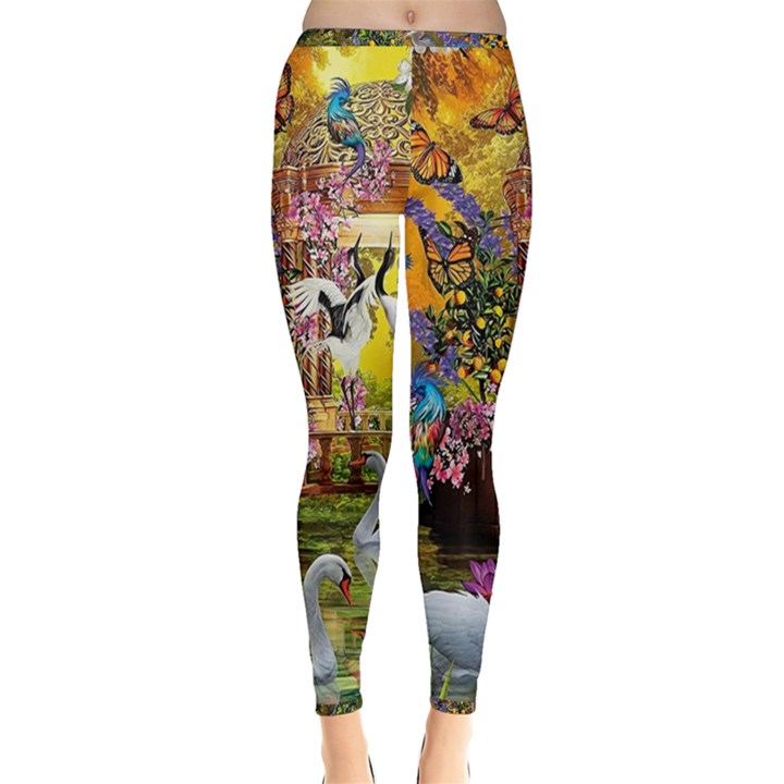 Garden Of Paradise Butterfly Swan Bird Painting Gazebo, Peacock Flower Inside Out Leggings