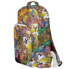 Garden Of Paradise Butterfly Swan Bird Painting Gazebo, Peacock Flower Double Compartment Backpack by Ndabl3x