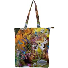 Garden Of Paradise Butterfly Swan Bird Painting Gazebo, Peacock Flower Double Zip Up Tote Bag by Ndabl3x