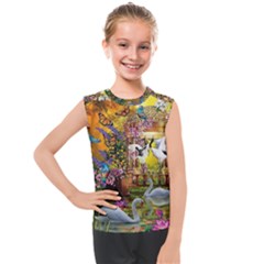 Garden Of Paradise Butterfly Swan Bird Painting Gazebo, Peacock Flower Kids  Mesh Tank Top by Ndabl3x