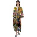 Garden Of Paradise Butterfly Swan Bird Painting Gazebo, Peacock Flower Maxi Satin Kimono View1