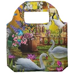 Garden Of Paradise Butterfly Swan Bird Painting Gazebo, Peacock Flower Foldable Grocery Recycle Bag by Ndabl3x