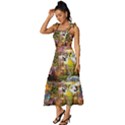 Garden Of Paradise Butterfly Swan Bird Painting Gazebo, Peacock Flower Tie-Strap Tiered Midi Chiffon Dress View2