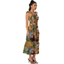 Garden Of Paradise Butterfly Swan Bird Painting Gazebo, Peacock Flower Tie-Strap Tiered Midi Chiffon Dress View3