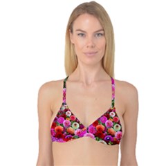 Flowers Colorful Garden Nature Reversible Tri Bikini Top by Ndabl3x