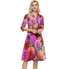 Flowers Colorful Garden Nature Classy Knee Length Dress by Ndabl3x