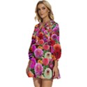 Flowers Colorful Garden Nature V-Neck Placket Mini Dress View2