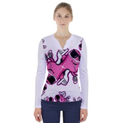 Lovely Inu 1 V-neck Long Sleeve Top