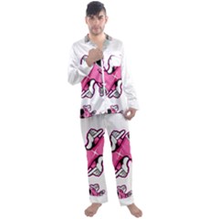 Lovely Inu 1 Men s Long Sleeve Satin Pajamas Set