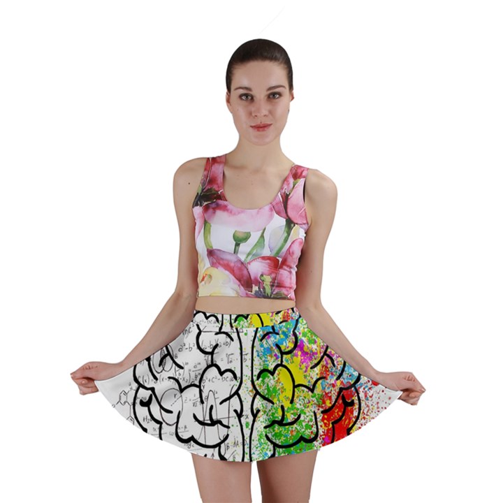 Brain Mind Psychology Idea Drawing Short Overalls Mini Skirt