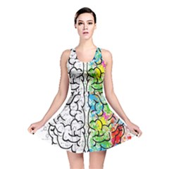 Brain Mind Psychology Idea Drawing Short Overalls Reversible Skater Dress